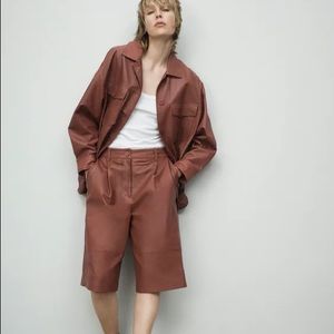NWT Zara real leather long shorts (S)
